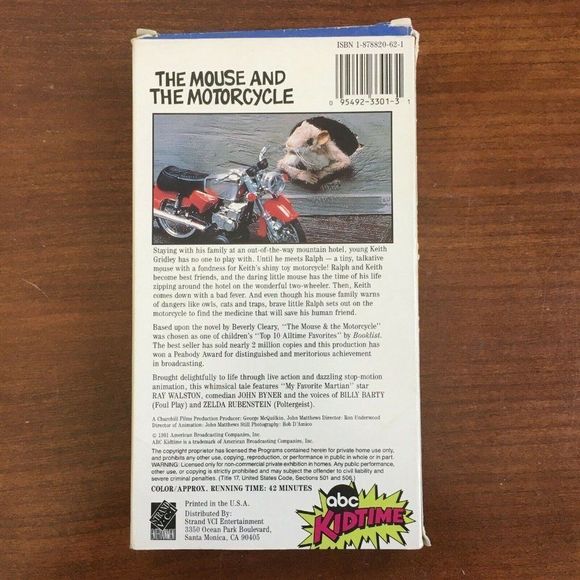 The Mouse and the Motorcycle (VHS, 1992) - Picture 3 of 4